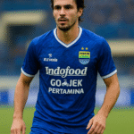 Thom Haye berseragam Persib Bandung di lapangan stadion.