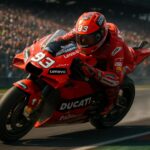 Marc Marquez mengendarai motor Ducati di MotoGP 2025.