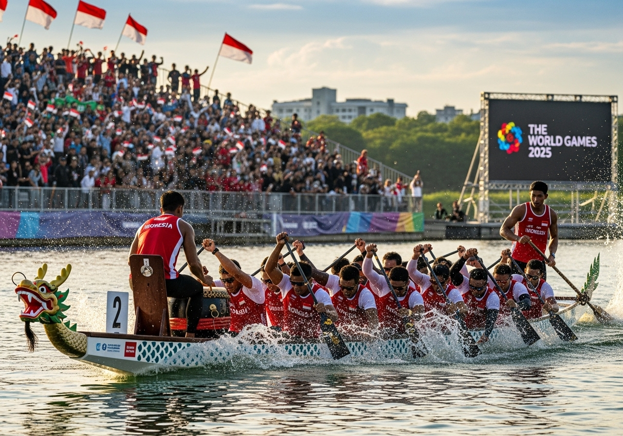 Tim perahu naga Indonesia bersemangat di TWG 2025.