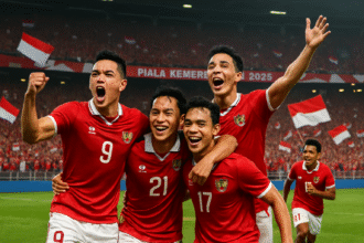 Timnas Indonesia merayakan gol di Piala Kemerdekaan 2025