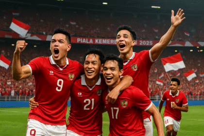 Timnas Indonesia merayakan gol di Piala Kemerdekaan 2025