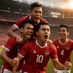 Timnas Indonesia merayakan gol kemenangan di Kualifikasi Piala Dunia 2026.