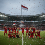 Timnas U-23 Indonesia merayakan kemenangan di lapangan