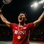 Atlet bulu tangkis Indonesia merayakan kemenangan di Indonesia Masters