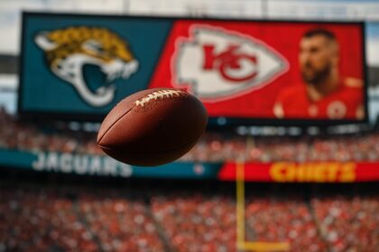 Aksi NFL yang realistis antara Jacksonville Jaguars dan Kansas City Chiefs, dengan sorotan pada pemain dan suasana stadion yang intens
