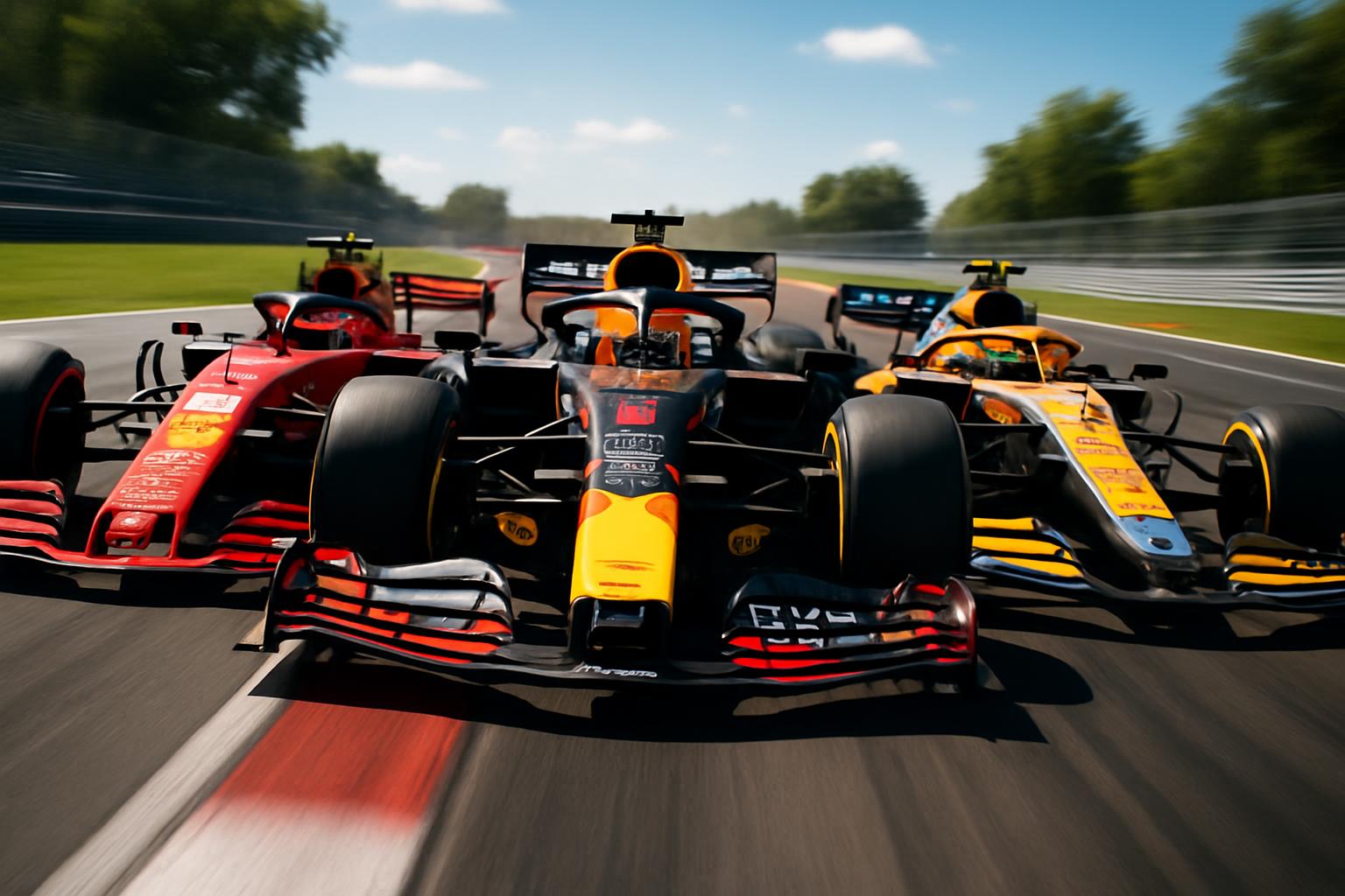 Max Verstappen, Charles Leclerc, dan Lando Norris bersaing di Formula 1