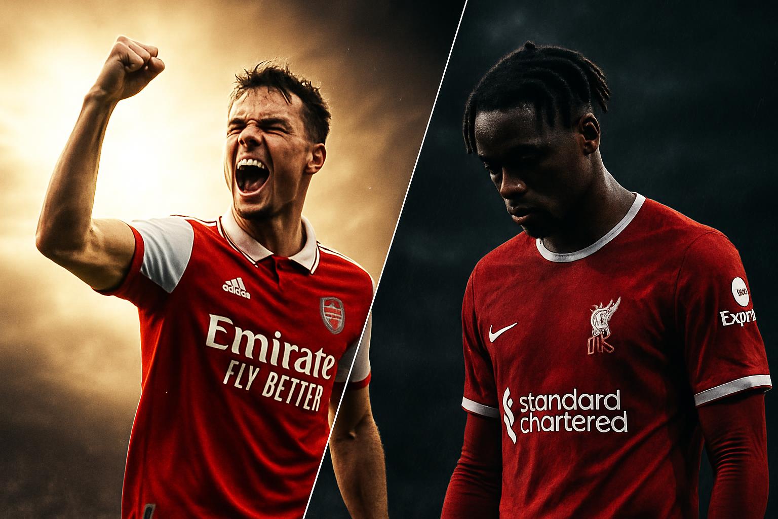 Kontras Arsenal yang merayakan dan pemain Liverpool yang kecewa dalam perebutan gelar Premier League.