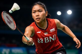 Gregoria Mariska Tunjung beraksi di final Kumamoto Masters 2025