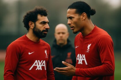 Mohamed Salah dan Virgil van Dijk dalam sesi latihan Liverpool di bawah pelatih baru Arne Slot