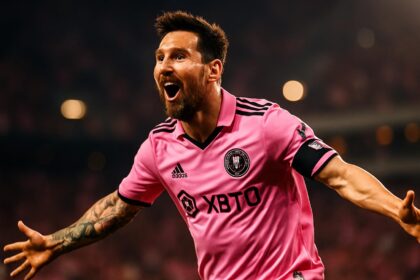 Lionel Messi merayakan gol atau assist untuk Inter Miami di Playoff MLS