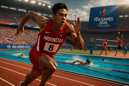 Kontingen Indonesia bersemangat mengikuti defile pada pembukaan SEA Games 2025 di Thailand