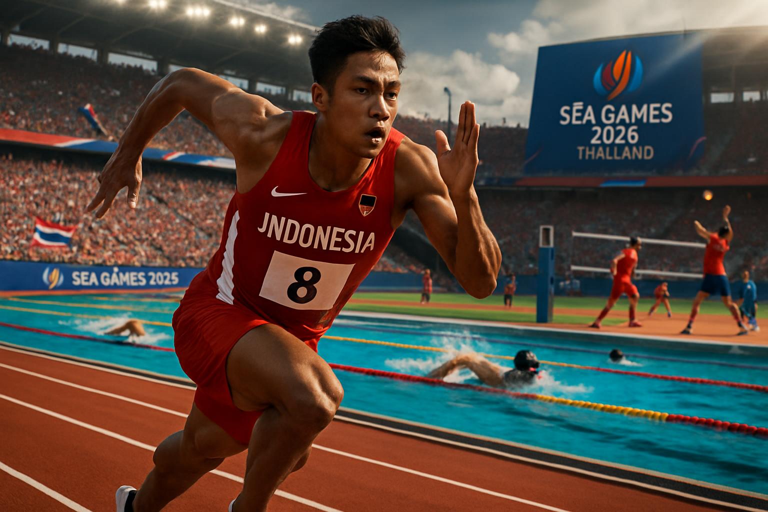 Kontingen Indonesia bersemangat mengikuti defile pada pembukaan SEA Games 2025 di Thailand