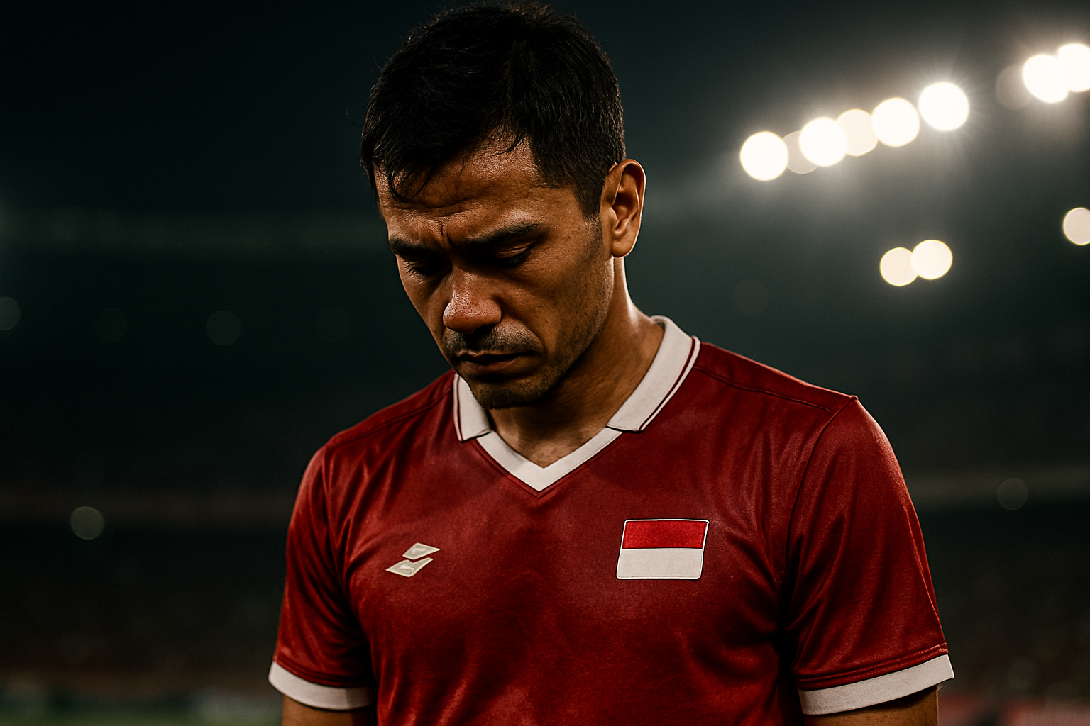 Pemain Timnas Indonesia U-23 terlihat kecewa setelah gagal lolos grup SEA Games 2025