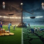 Ilustrasi perbandingan kekuatan finansial dan dinamika kompetisi dalam sepak bola modern.